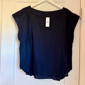 Ann Taylor Dark Blue Linen Blouse